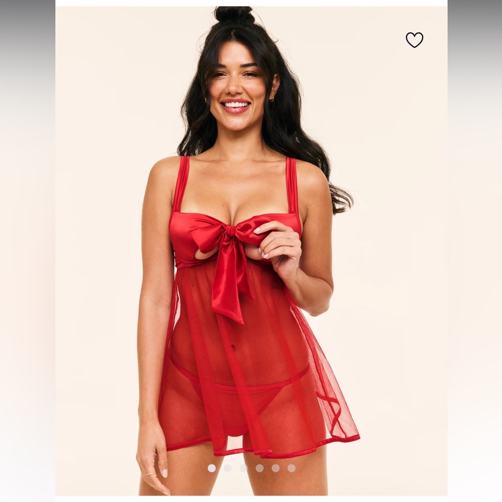 Adore Me Red Sheer Babydoll with Bow